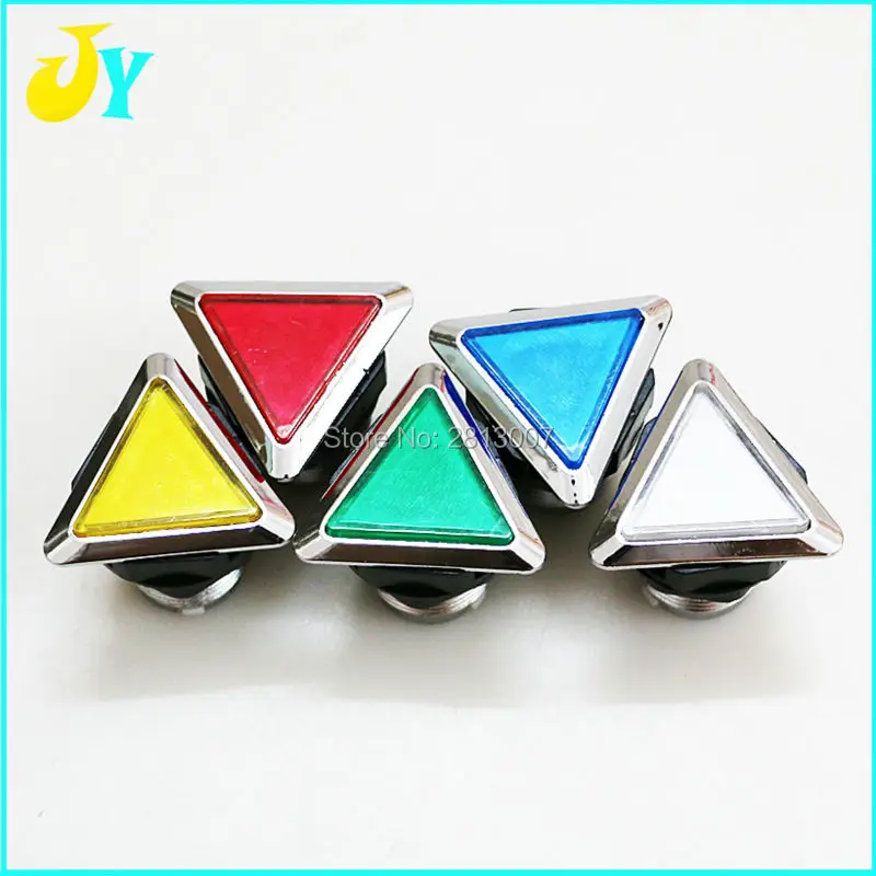 10 pcs CHROME Plated illuminated Triangle Arcade Button Switch LED Momentary Lighted Push Button with Microswitch