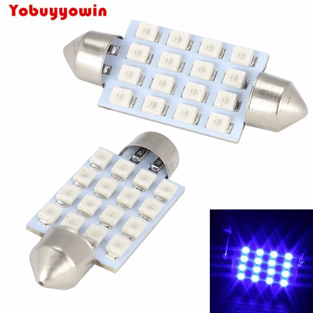 

10X Blue LED Bulbs 42MM Festoon 16SMD Dome Map Super Bright Light Lamp For Interior Dome Door Map License Plate Cargo Light