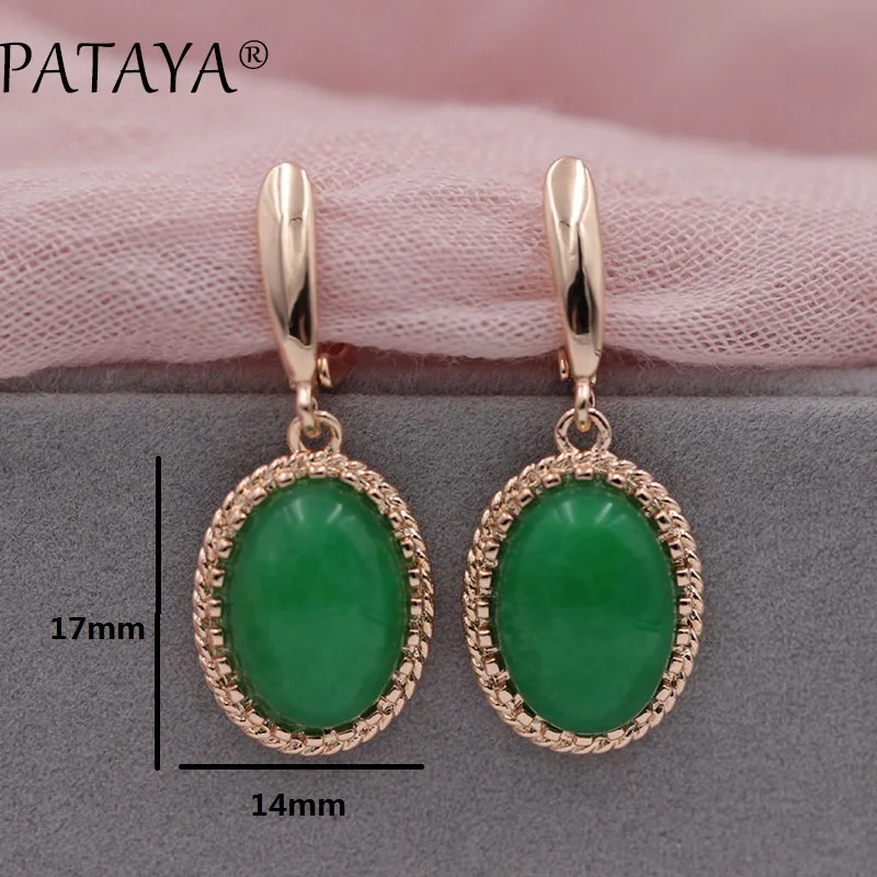 PATAYA Original Design 585 Rose Gold Color Dangle Earrings New Women Wedding India Jewelry Irregular Natural Stone Earrings