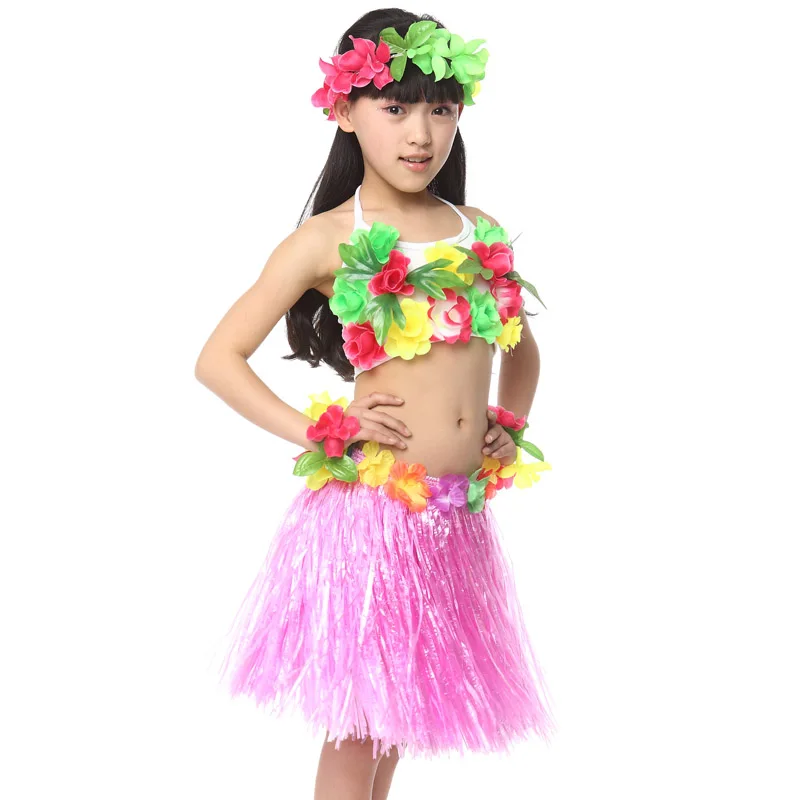 Free Shipping Halloween Carnival Fancy Dress Costumes for Kids Girls Children Hawaiian Hula Skirt Ballroom Belly Dancing Clothes image 5