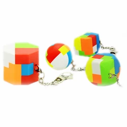 Babelemi Colorful Geometric Shape 3D Puzzle Luban Lock Kongming Locks with Key Ring