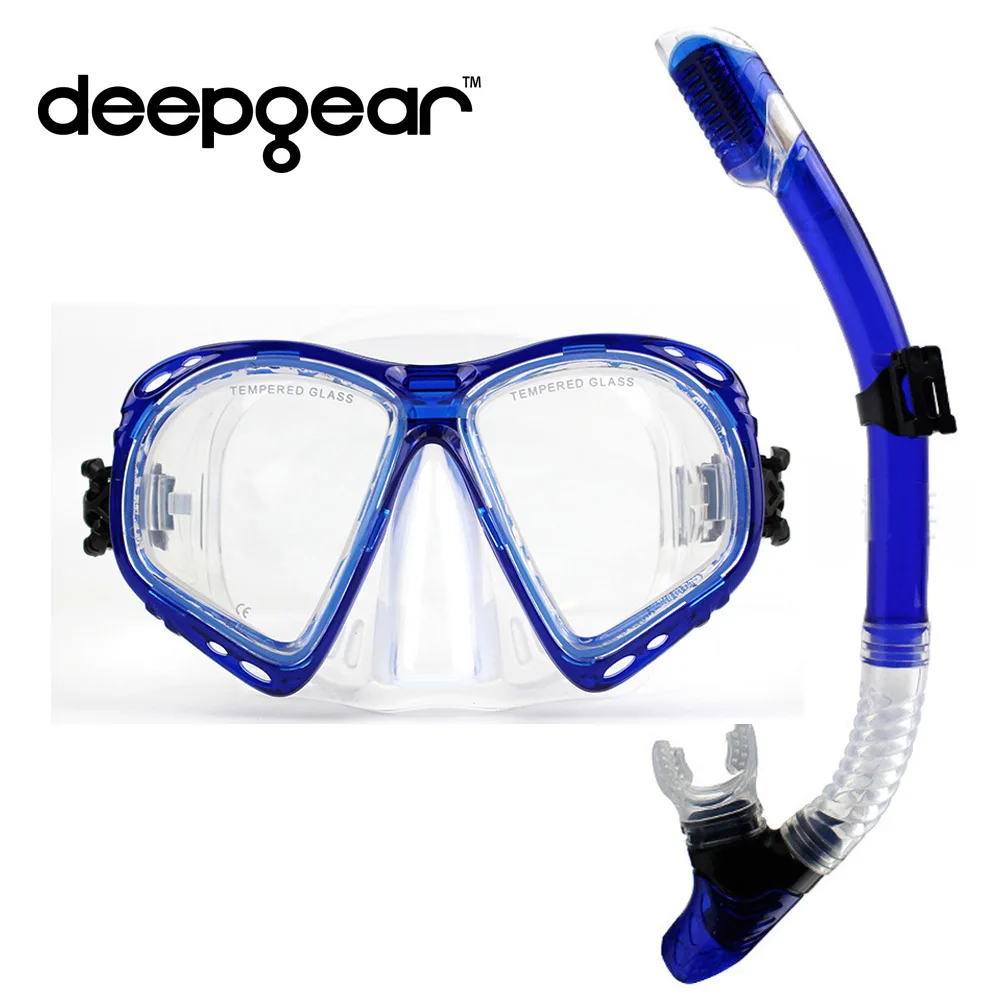 

Newest clear silicone scuba diving set Myopia scuba diving mask and snorkel Dry snorkel gears Adult diving equipment snorkel gea