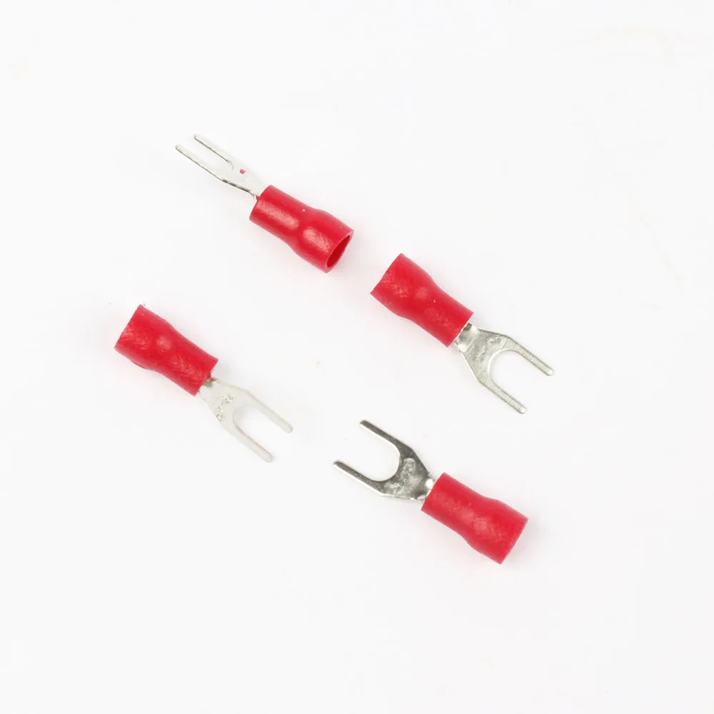 SV1.25-6/2-4 Small Red Furcate Pre-insulating Terminal(Type TO) Cold pressed terminals/Cable Connector/Wire Connector 100Pc/Pack