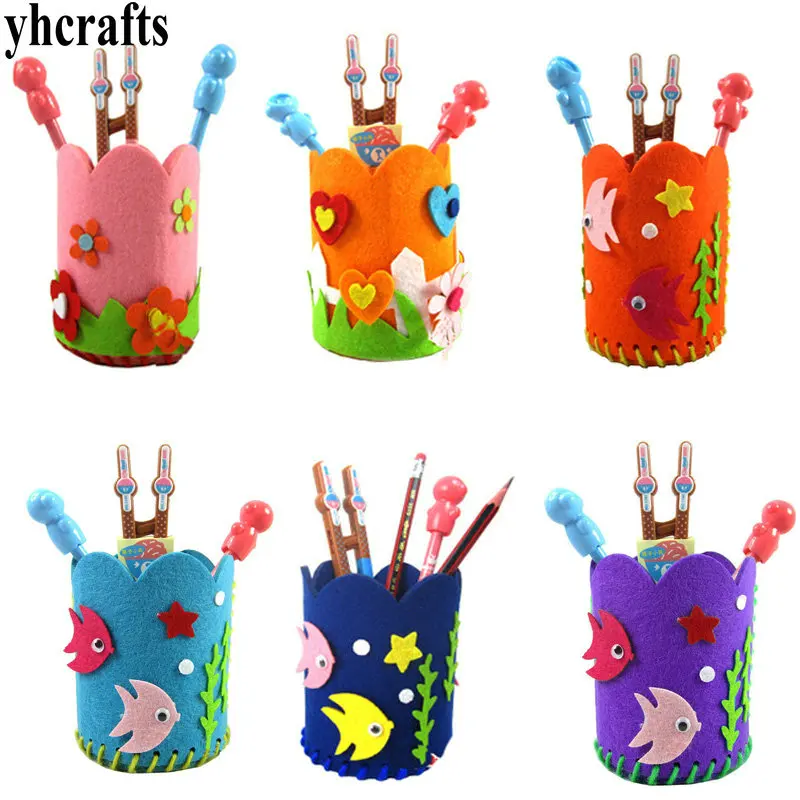 12PCS/LOT,DIY felt pen holder craft kits Kids activity items Creative hobby Kindergarten arts and  crafts Early learning toys