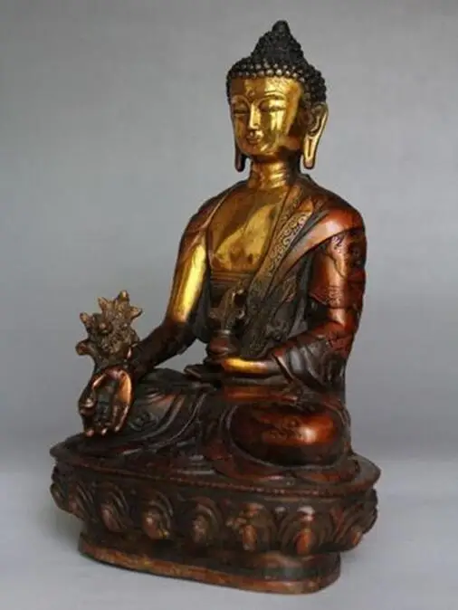 Copper Statue 21 cm * / Old Tibetan Brass Buddhism Bodhisattva Sakyamuni Buddha Statue