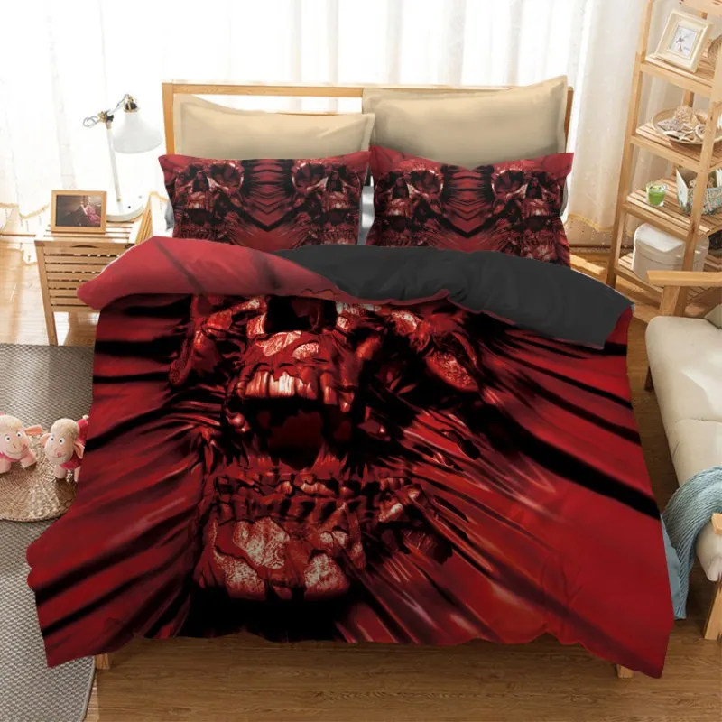 Fanaijia 3pcs skull Bedding Set King size Bohemian skull Print Duvet Cover set with pillowcase AU Queen Bed best gift bedline