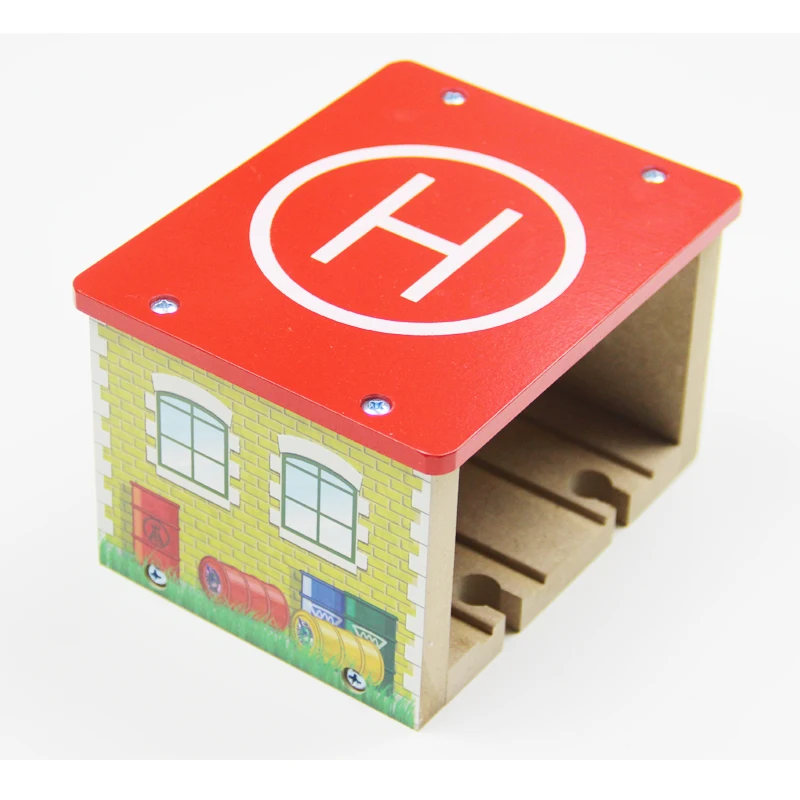 p050-1 Hot Selling Wooden Houses Tarmac Train Tracks Compatible With Wooden Train  Train The Necessary Scenes