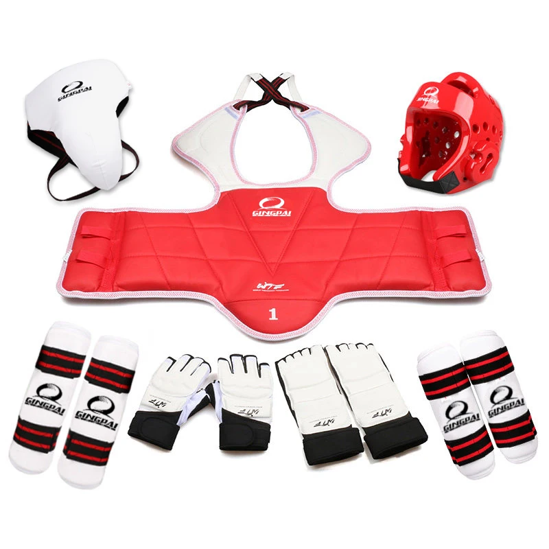 

8 pieces one set taekwondo protectors full set child adult Helmet Chest head protector Armguards Shank protector Crotch