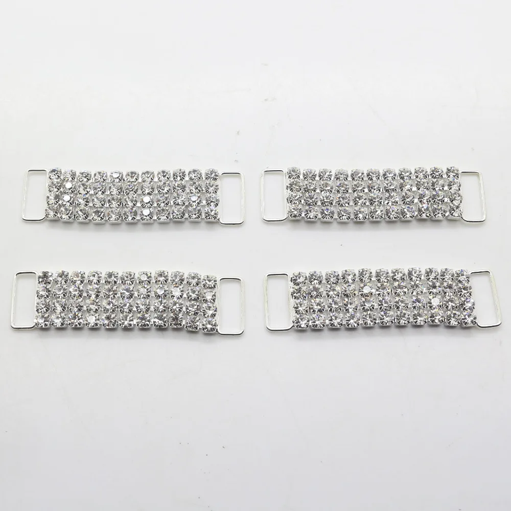 New Fashion 2Pcs/Pack 60mm Crystal  bikini connestor buckles Ribbon Shoulder strap Bridal Dress Accessories.