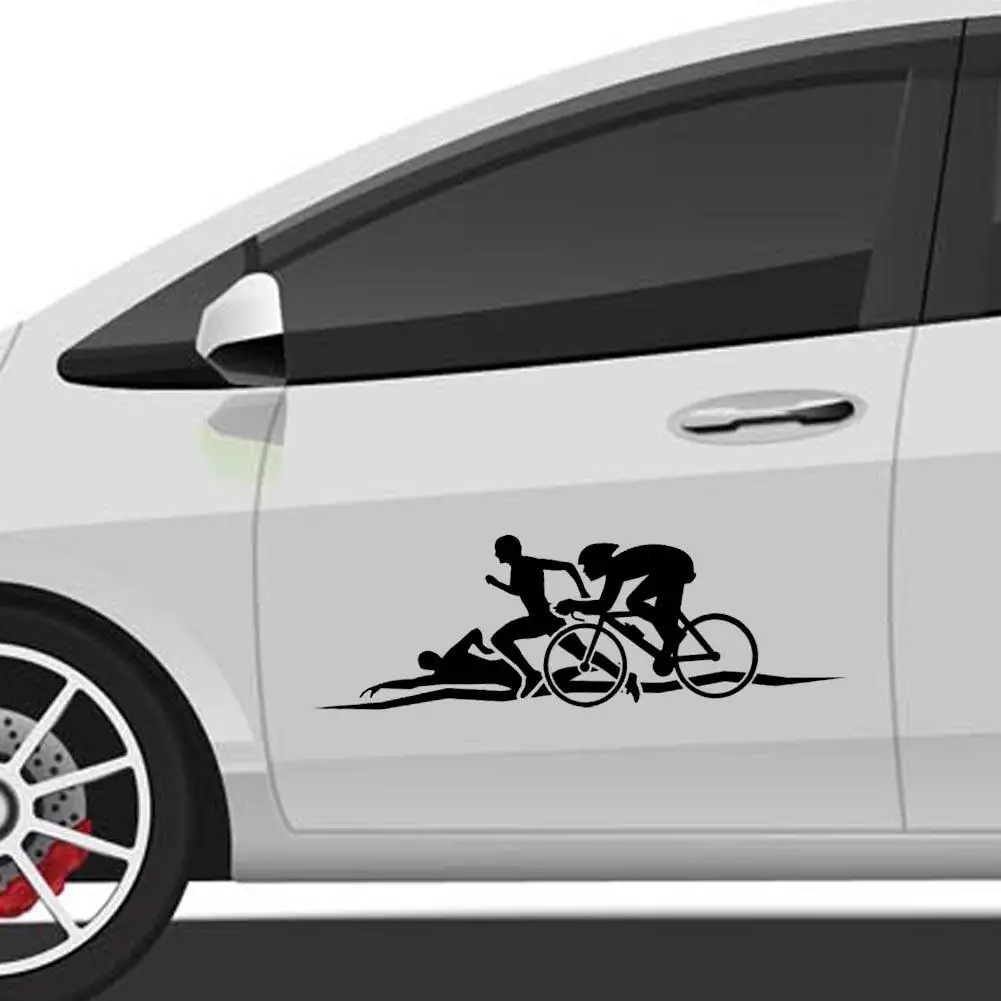 Creative Triathlon Car Body Window Sticker Decal Reflective Sports Decoration Swim Bike Run Car Window or Bumper Sticker