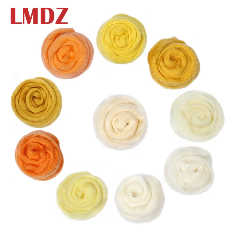 LMDZ 1pc 100g Yellow Color Wool Fibre Roving For Needle Felting Handcraft DIY Spinning Fiber Needlework Felting Material