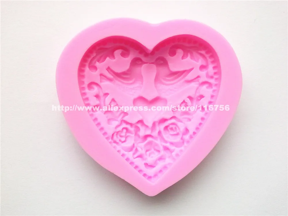 New! Free Shipping Happiness Bird & Heart Shaped Silicone Mold Cake Decoration Fondant Cake 3D Food Grade Silicone Mould 189