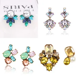 LUBOV 2024 Crystal Flower Drop Earrings for Girls Bohemian Party Cute Gift Dangle Earrings Women Wedding Trendy Jewelry