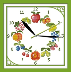 Dodici tipo di frutta kit punto croce 14ct contare su tela orologio da parete punti di ricamo FAI DA TE cucito a mano più