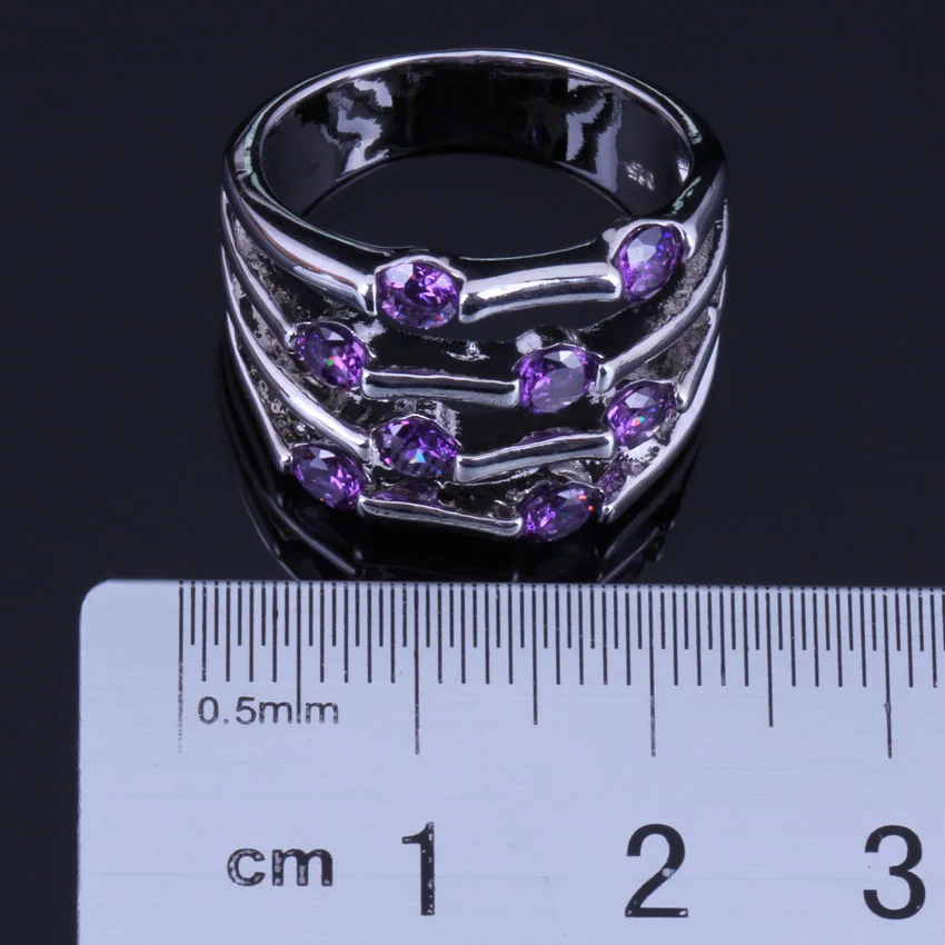 Gallant Purple Cubic Zirconia Silver Plated Ring V0559