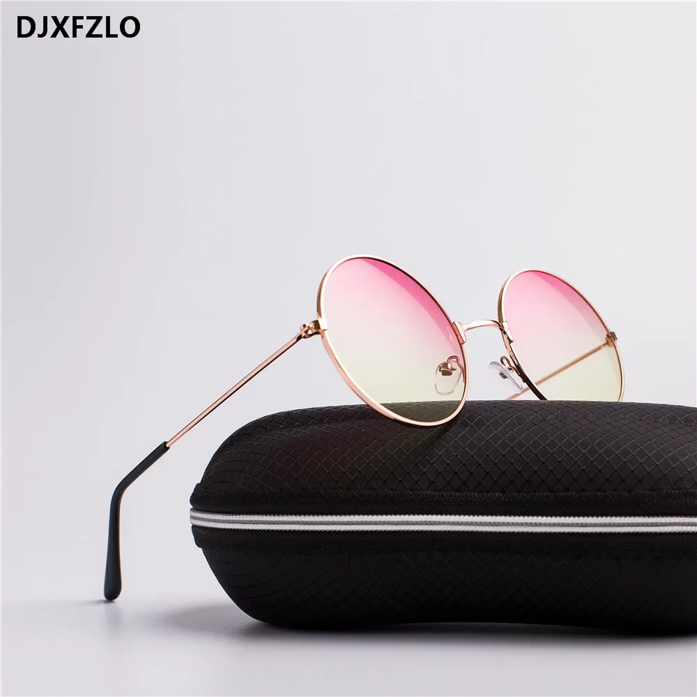 DJXFZLO  explosion models metal round fashion marine lenses red sunglasses unisex fashion Prince mirror UV400