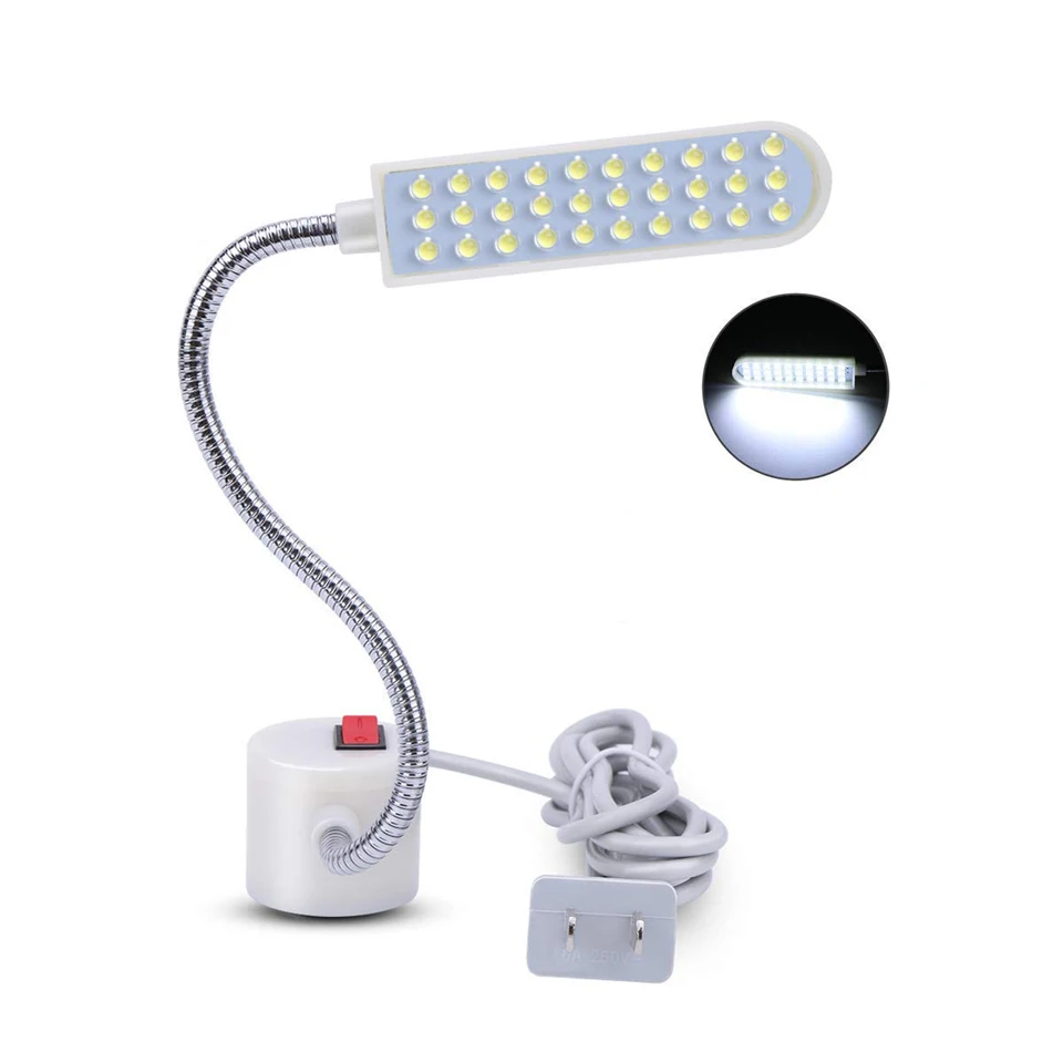 แบบพกพาเครื่องเย็บผ้า LED 10/20/30LED ฐานติดตั้งแม่เหล็ก Gooseneck โคมไฟสำหรับเครื่องเย็บผ้าเครื่องกลึงอุตสาหกรรม