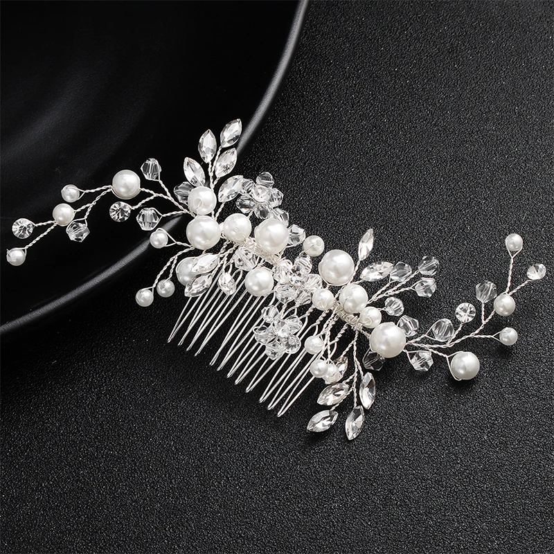 Miallo Fashion Bridal Headpiece Handmade Crystal Pearls Hair Combs Clips Wedding Jewelry Hair Accessories Ornaments Headpieces