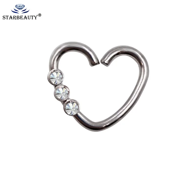 Heart Shaped Zircon Left Closure Daith Cartilage Earring Wholesale Surgical Stainless Steel Barbell Tragus Piercing