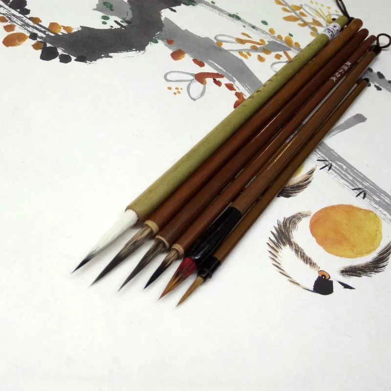 Paars Konijn Haar Chinese Schilderij Borstels Pen Set Muis Snorhaar Nauwgezet Schilderen Borstel Chinese Kalligrafie Borstels Pen