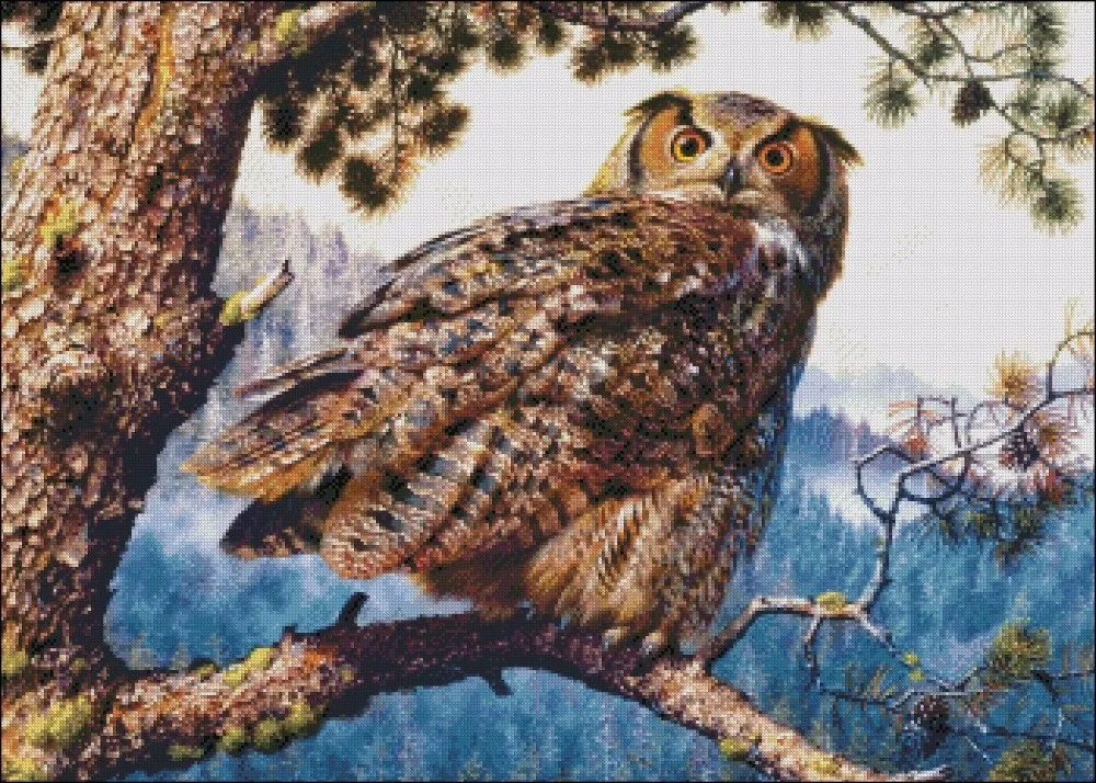 Needlework for embroidery DIY French DMC - Counted Cross Stitch Kits 14 ct Oil painting - Great Horned Owl