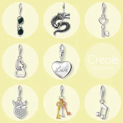 Sunglasses Dragon Key Hearts Love Angel Music Note Charm Pendant,2019 Summer New Rock Fashion Jewelry 925 Sterling Silver Gift