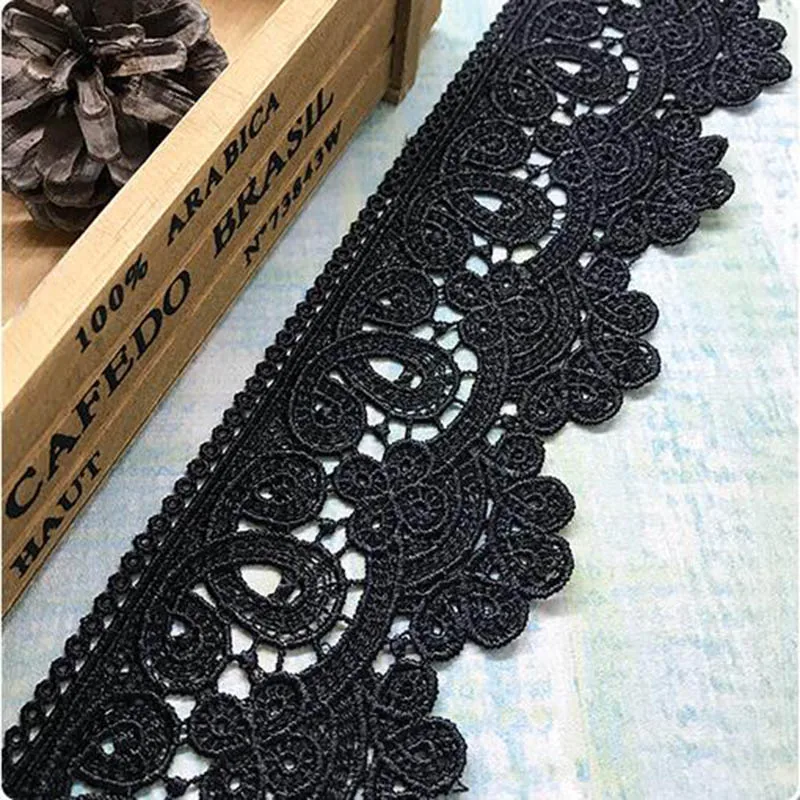 GXINUG 1 Yard 7cm Water Soluble Flower Lace Wave Trim Ribbon Wedding Dress Hat Applique Embroidered DIY Sewing Craft