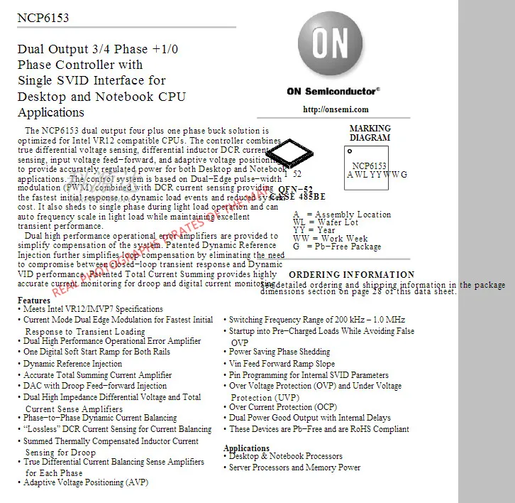 5 шт./лот NCP6153MNTWG QFN-52 NCP6153 в наличии на складе