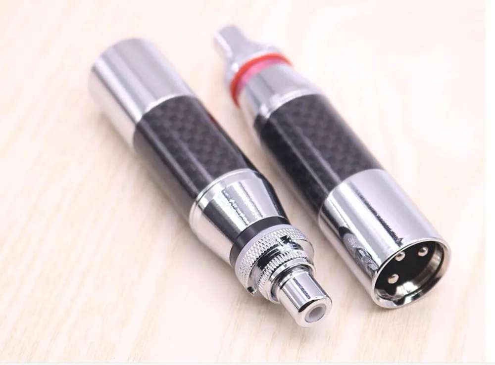 Hifi 3Pin Carbon Fiber Stainless Steel Audio XLR Plug to RCA Female Jack Wire Connector Microphone Mixer Speaker Coaxial, RF Ada