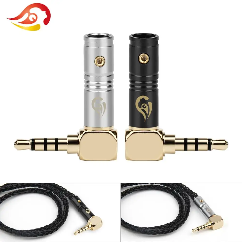 QYFANG 4 Pólos Plugue de 3.5mm Jack De Áudio Fone de Ouvido Adaptador Fone de ouvido Estéreo HiFi 90 Splice Graus Dobrar Linha De Solda Fio conector