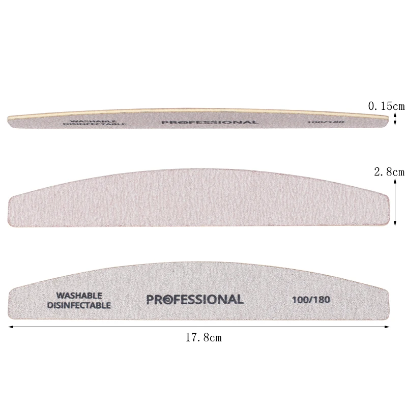 10pcs/Lot Wooden Nail Files Professional Nail Buffer 100/180 limas manicura Block Grey Boat Gel Polishing Wood Sanding Nail File