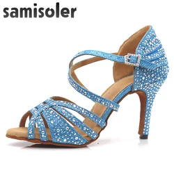 Samisoler zapatos de salsa, calzado de baile latino, zapatos de salón, zapatos de baile latino con diamantes de imitación