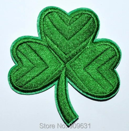 New ! Green CLOVER three leaf Iron On Patches, Made of Cloth Guaranteed 100% Quality Appliques+