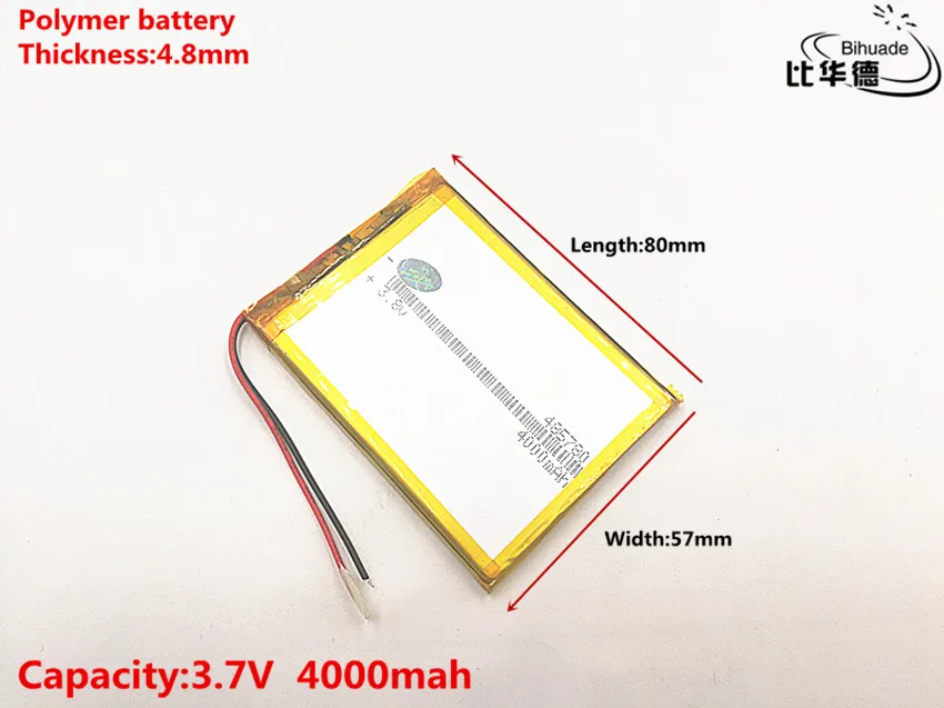 Good Qulity 3.7V,4000mAH,485780 Polymer lithium ion / Li-ion battery for TOY,POWER BANK,GPS,mp3,mp4,