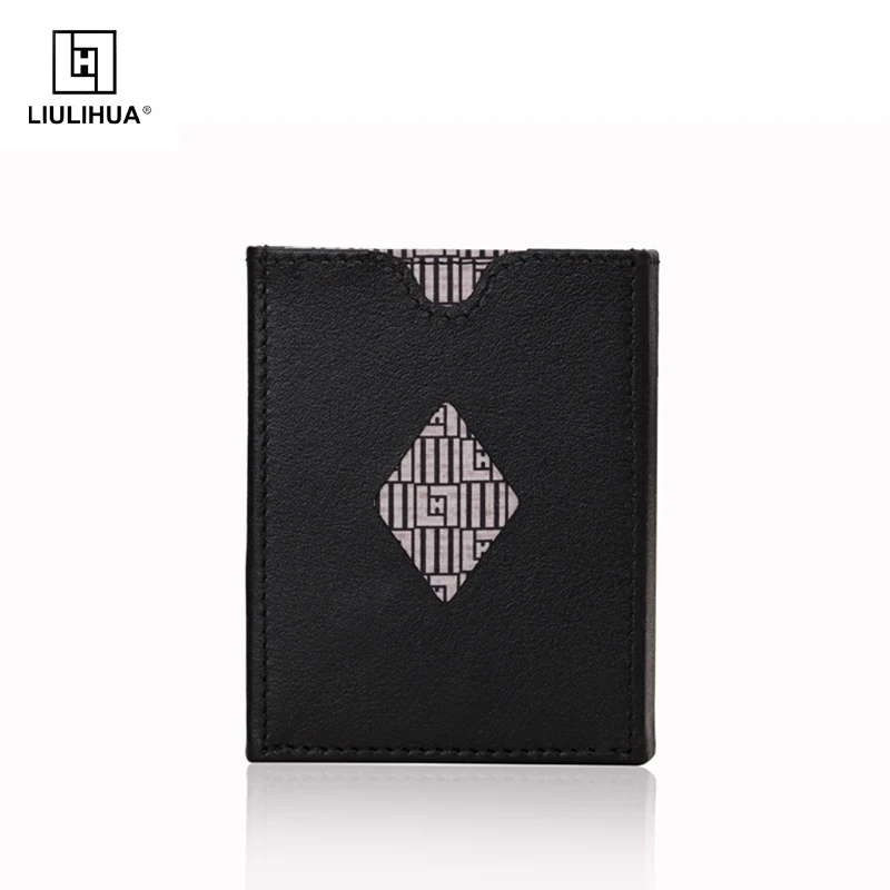 LIULIHUA Real Leather Slim Purse Leisure Men's Mini Wallet Credit Card Holder with Stainless Steel Buckle Trifold RFID Wallet