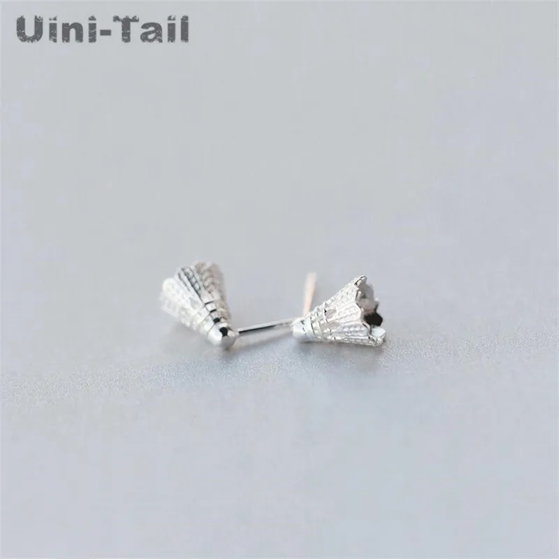 925 Tibetan silver badminton earrings female temperament Korean personality simple creative students wild tide people earrings