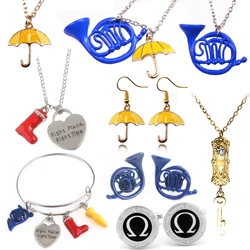 How I Met Your Mother Necklace Blue French Horn Yellow Umbrella With Link Chain Necklaces for Women Jewelry