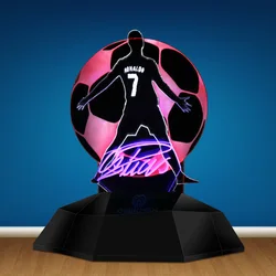 CR7 Cristiano Ronaldo Futebol Jogador LED Candeeiro De Mesa, 3D Luz ilusão de Óptica, Portugal Futebol Player, Linha Lâmpada