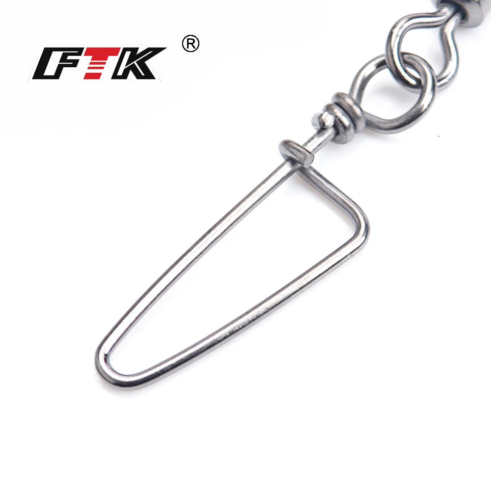 FTK Brand 1 Pack 1/0#-6# Steel Fishing Rolling Swivel With Cross Lock Snap Hook Lure Connector Terminal Fishing Tackle