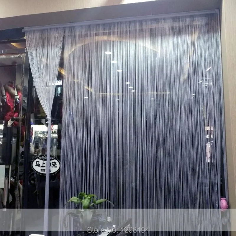 Solid Decorative String Curtain 100*200/300*300CM Black White Gray Classic Line Curtains Window blind Vanlance Room Divider