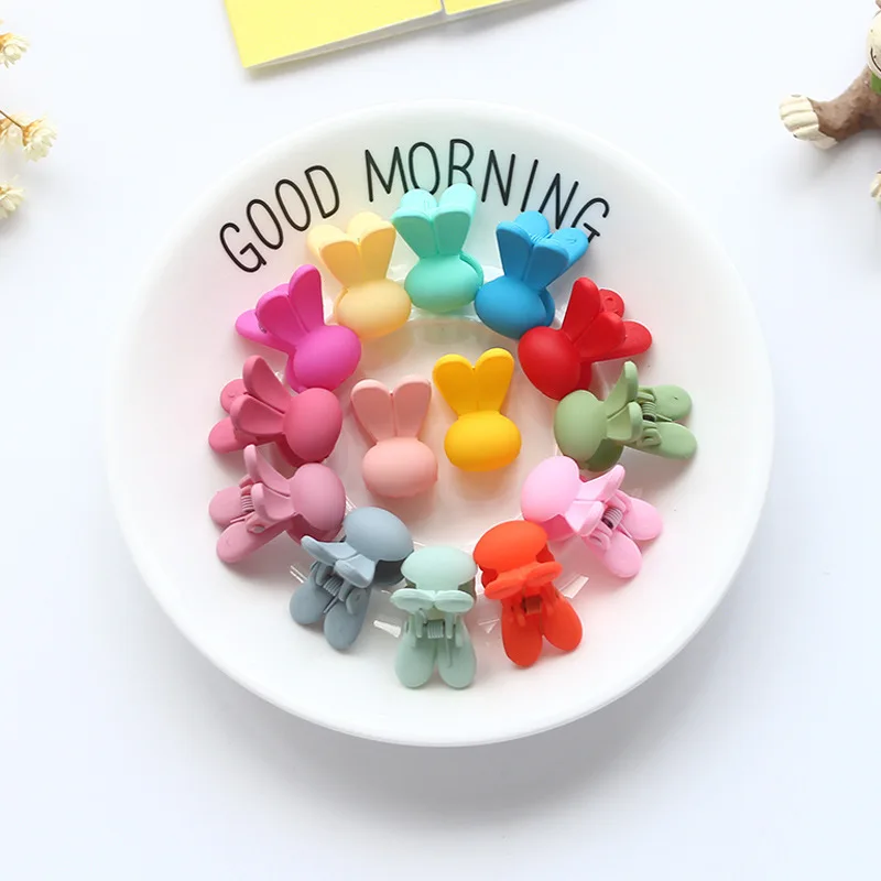 Korean Baby Girls Small Plastic Hair Clips Claws Clamps Cute Candy Color Rabbit Ear Children Hairpin Hair Accessories Wholesale