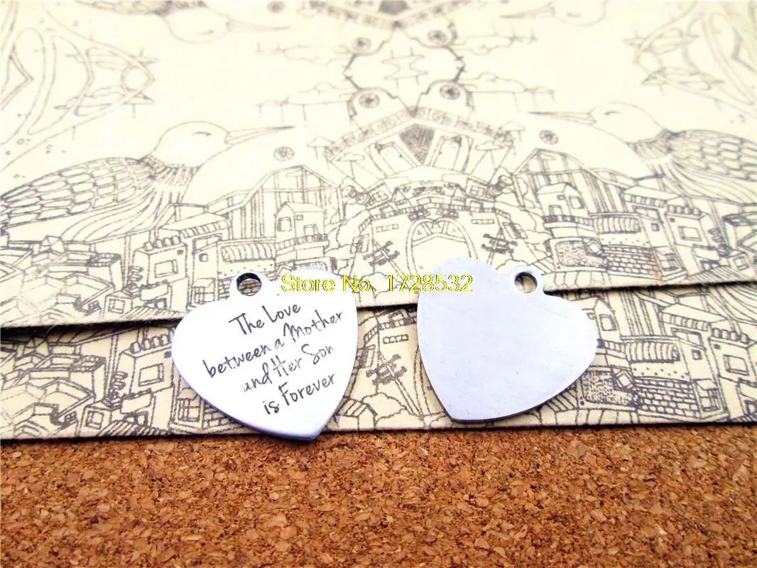 

20pcs--20mm stainless steel heart "love son "one side DIY Charms Pendants