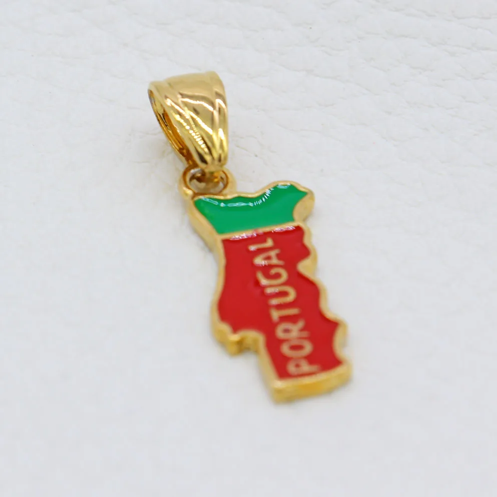 Adixyn Gold Color Portugal Map Pendant Necklace Male Chain Vintage Copper Necklace For Women N12163 view 4