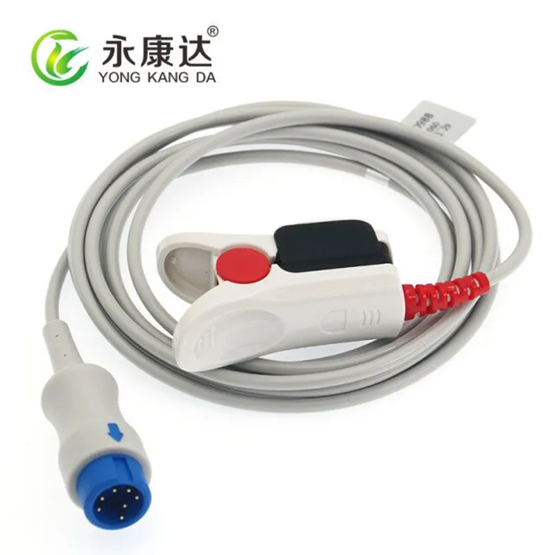 New Upgraded Plug For Min-dray BeneView IPM9800 Patient Monitor Adult Finger Clip Spo2 Sensor, 7Pins