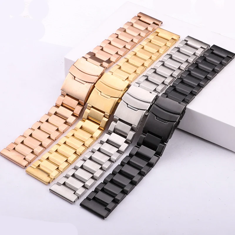 Stainless Steel Watch Bracelet 18mm 20mm 22mm 24mm Metal Watch Bands Link Strap Blue Black Gold Watch Accessories