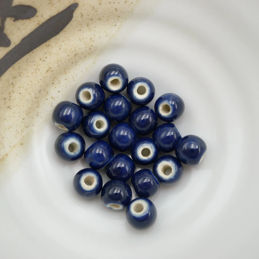 10# 40pcs Unique Ceramic Beads Not Natural Stone Porcelain Bead For Jewelry Making 10mm  Beads #A302A