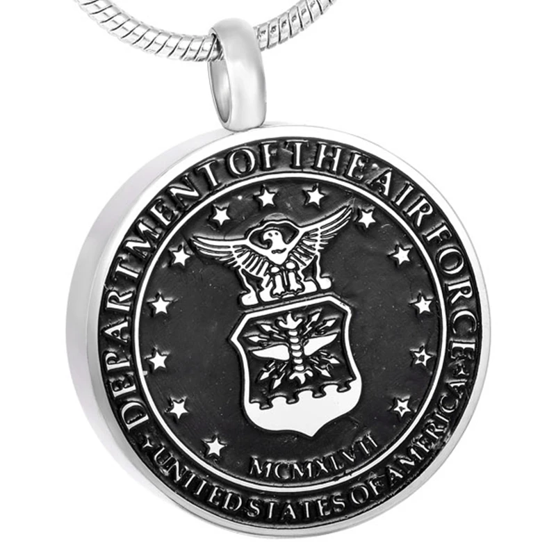 IJD8418 Department Of Army United States Bald Eagle Badge Urns Necklace Memorial Brave People's Ashes Necklace Cremation Jewelry