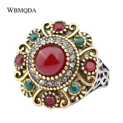 2018 New Arrival Unique Vintage Wedding Ring Turkey Crystal Jewelry Big Rings For Women Lnlay Resin Accessories