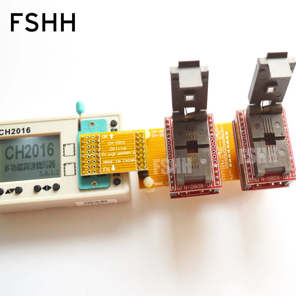 Offline Programmer CH2016 SPI FLASH Programmer + 5X6 Mm QFN8 + QFN8 Uji Produksi Socket 1 Drag 2 programmer