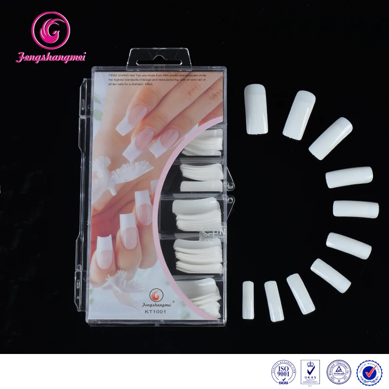 Fengshangmei Fake Nails Tips Straight Salon Half Covered Long Nails For Art Design Packing of 100pcs